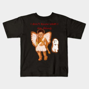 I don’t know what I am doing Cavapoo Cavoodle  Cavapoochon and the angel boy - cute cavalier King Charles spaniel Bichon frise Kids T-Shirt